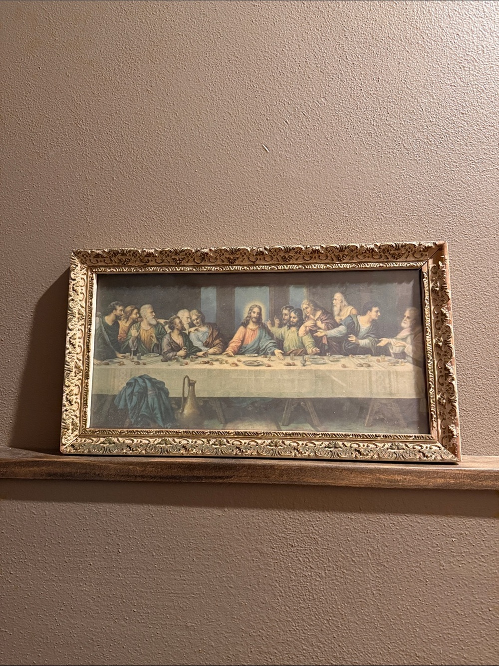 Vintage Framed The Last Supper Leonardo da Vinci Litho Wood Frame